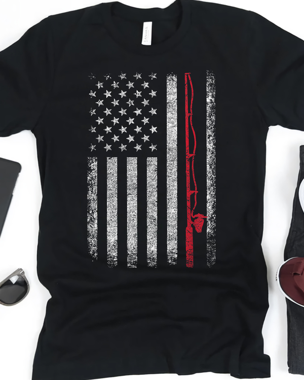 American Flag Fishing Shirt Vintage Fishing T-Shirt