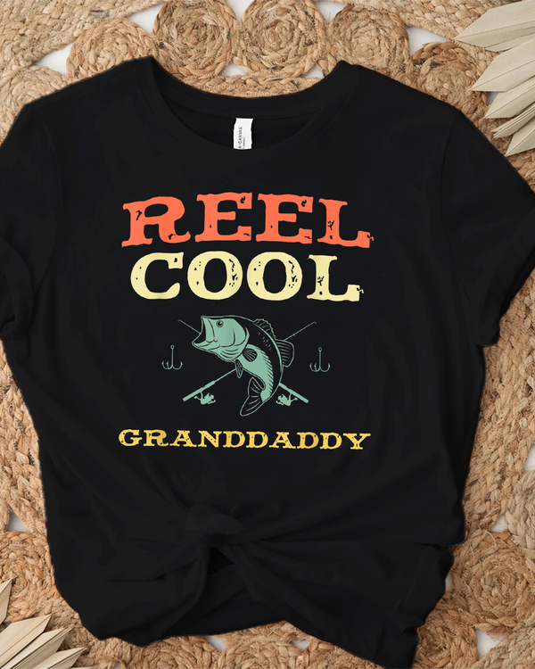 Reel Cool Granddaddy Fishing Funny Fisherman Vintage Gift T-Shirt